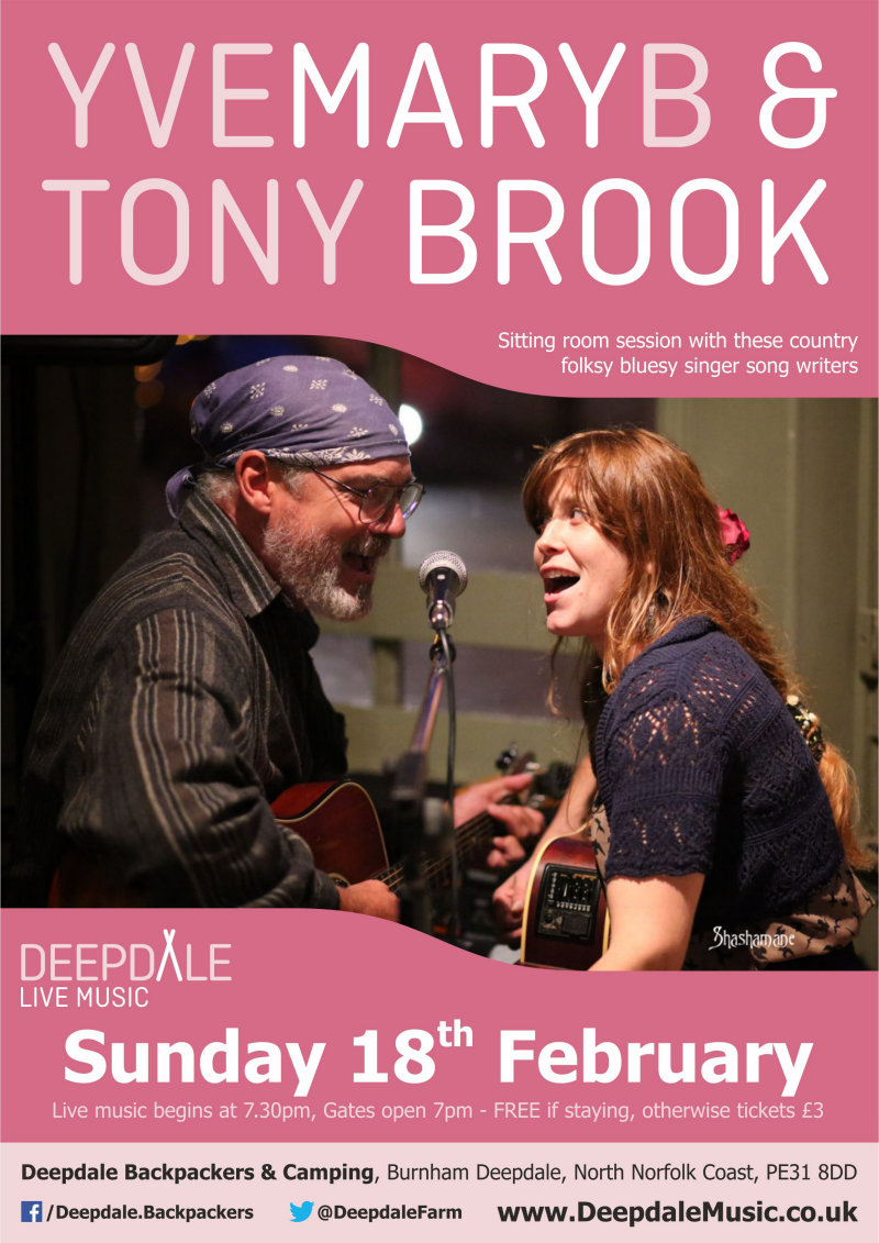 YveMaryB & Tony Brook - Sunday Session | Enjoy a sitting room session with these country folksy bluesy song writers, known as Gypsy Candlestick, in the intimate setting of Deepdale Backpackers sitting room. | Deepdale Camping & Rooms, Deepdale Farm, Burnham Deepdale, North Norfolk Coast, PE31 8DD